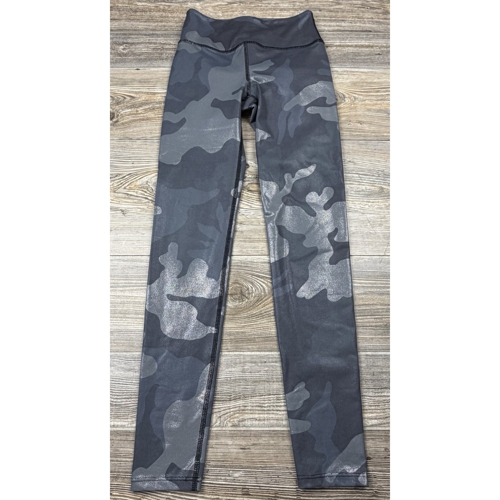 Noli Shiny Gray Blue/Gray Camo Leggings XS Yoga Gym Work-Out Athleisure USA MADE